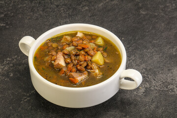 Lentil soup with chicken and vegetables