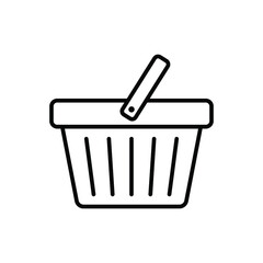 Shopping basket line icon - vector illustration