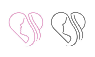 Heart and Woman Face Logo Designs