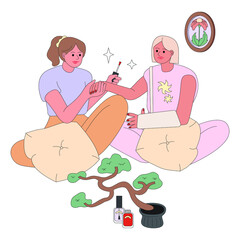 Nail painting vector illustration in line filled design