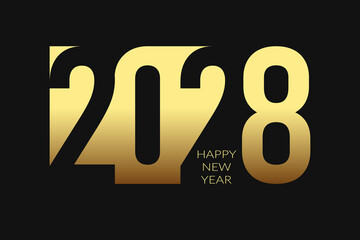 2028 Happy New Year in golden design, Holiday greeting card design