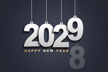 Obraz na płótnie Canvas 2029 Happy New Year in golden design, Holiday greeting card design