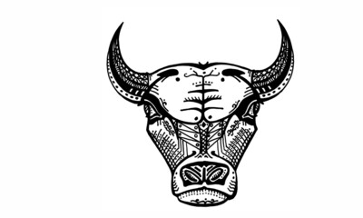 Bull ox buffalo tattoo design - obrazy, fototapety, plakaty