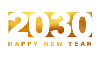 2030 Happy New Year in golden design, Holiday greeting card design