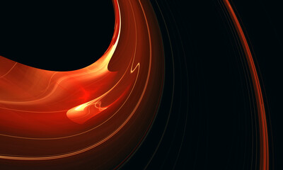 Glowing digital fluid fiery red 3d rings with ripples and stains in deep dark space. Sound technology design. Music, rhythm, audio sound concept. Great as vivid wallpaper, cover print for electronics. - 482798333