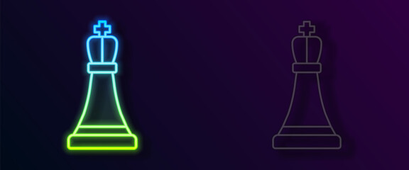 Glowing neon line Chess icon isolated on black background. Business strategy. Game, management, finance. Vector