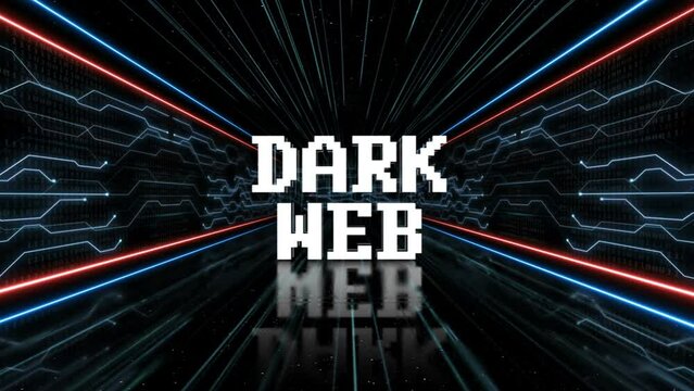 DARK WEB Glitch Text in a Tech Room, with Alpha Matte, Loop
