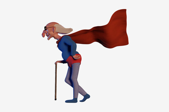 Old superhero cartoon character - funny 3d illustration