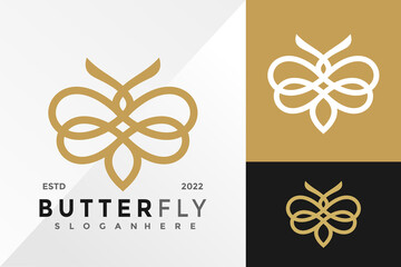 Luxury Butterfly Line Logo Design Vector illustration template