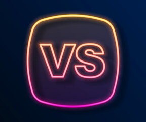 Glowing neon line VS Versus battle icon isolated on black background. Competition vs match game, martial battle vs sport. Vector