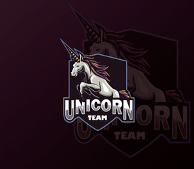 unicorn logo mascot vector. unicorn charter logo for e-Sports team © andhy