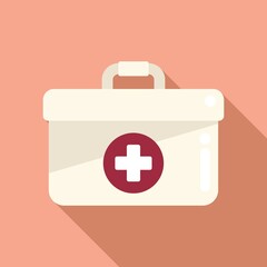 First aid kit icon flat vector. Life active