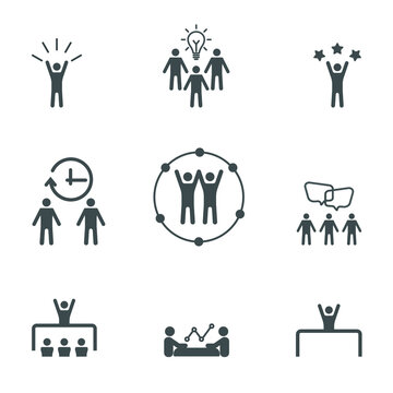 Minimal Teamwork in Business Management Icons Set - Editable Stroke