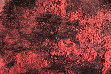 Freeze dried strawberry powder. Food background.