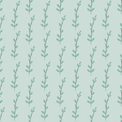 simple cute floral pattern - beautiful little leaves of a plant on a blue background