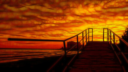 Obraz premium dramatic sky over the Mediterranean Sea at sunset