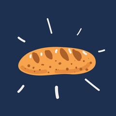 Vector cartoon illustration of Loaf of bread