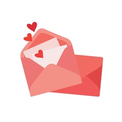 A love letter on Valentine's Day. Paper mail postcards. Vector isolated colorful element. 