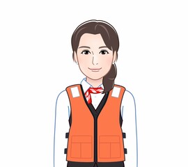 救命胴衣を着た女性