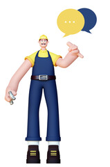 Plombier électricien homme souriant concept de besoin en maçonnerie plomberie contact urgence dépannage