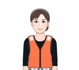 救命胴衣を着た女性