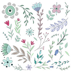 Meadow wildflower seamless vector pattern. Boho botanical floral background. Delicate field flower and herb illustration.