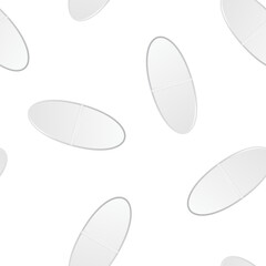 Seamless pattern of white oval pills. Vector illustration template