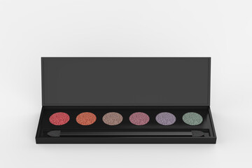 Eyeshadow palette on white background, eye shadows cosmetics product as luxury beauty brand promotion. 3d illustration
