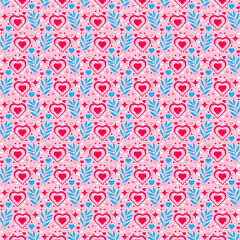 Valentine hearts seamless pattern set, Decorative wallpaper.heart seamless pattern set love valentine romantic,et of trendy hand-drawn doodle seamless pattern with hearts. Collection of valentines day