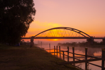 Beauty river Warta at dawn