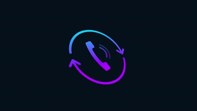 phone and refresh icon animation - gradient color.  4K Video motion Animation.  purple and blue.