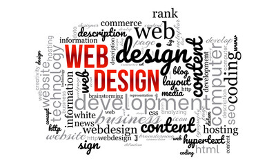 Web design word cloud template. Creative concept vector background.