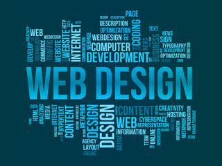 Web design word cloud template. Creative concept vector background.