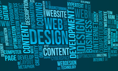Web design word cloud template. Creative concept vector background.