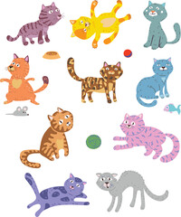 funny cats, children’s pattern for decoration and design, packaging and posters