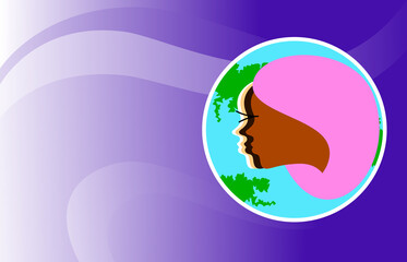Silhouette face international women with Earth globe and space for text. concept woman's day.vector illustration.
