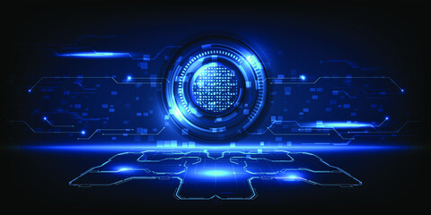 Vector illustrations of digital futuristic technology perspective floor and digital circuit panel.Futuristic technology design concepts.