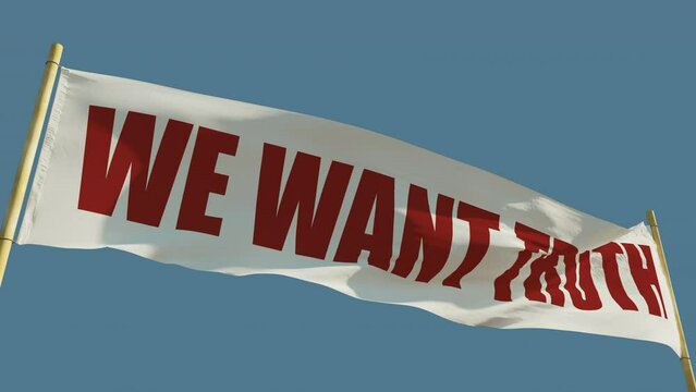 We want truth banner or transparent on blue sky bg, isolated