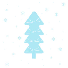 Christmas Tree and snowflakes. Vector illustration.
