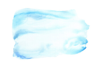 BLUE watercolor stain isolated on white background. Abstract watercolor stain, ink, black