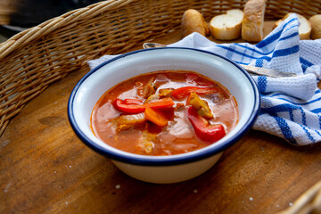 Kettle goulash is prepared over an open fire!