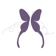 butterfly drawing in one continuous line, vector