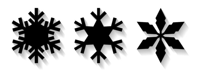 Set of Snowflake icon isolated on white background. Black Snowflake icon set. Geometric Shapes. Vector Illustration.