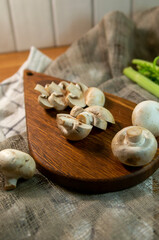 mushrooms on a wooden board