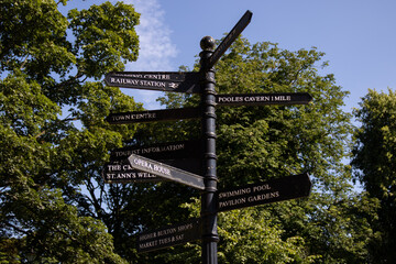 A signpost in Buxton, Derbyshire