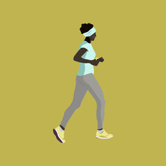 Fototapeta na wymiar Vector illustration of a girl running, healthy lifestyle, proper nutrition, fitness, sports. Poster, flyer, banner.