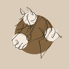 Horse's head - one continuous line drawing. Calligraphy drawing. Logo and tattoo and concept art
