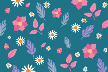 Spring pattern background, with bright elegant color looks fresh with blooming leaves and flowers