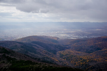 Fototapeta na wymiar Beautiful autumn landscape from Chekhov Peak