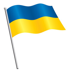 Ukraine flag flying on flagpole